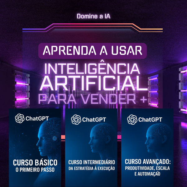 Banner do curso Domine a IA - Aprenda a usar Inteligência Artificial para vender mais